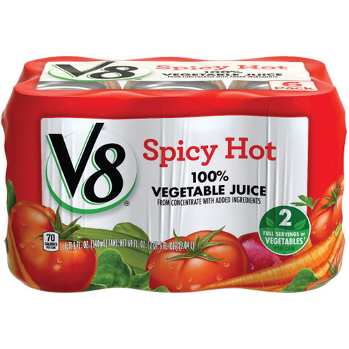 V8 Spicy Hot 100% Vegetable Juice, 11.5 Oz. Can (pack Of 6)