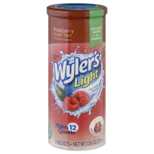 Wyler's Light Raspberry Iced Tea Low Calorie Drink Mix, 6 Count, 1.36 Oz
