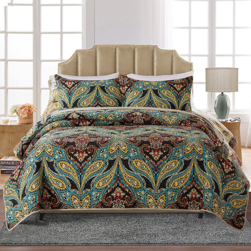 Wannatoo Comforter Cotton Bedding Set With Shams, Coffee, Twin