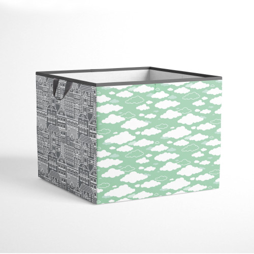 Bacati - Clouds In The City Mint/grey Storage Box Large