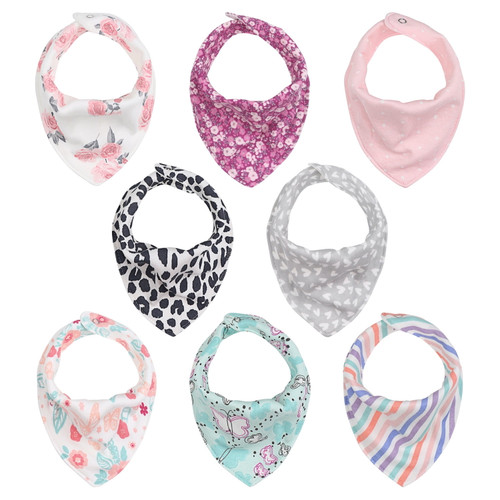 The Peanutshell Cotton Bandana Drool Baby Bibs, 8pk Girls
