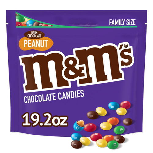 M&m's Peanut Dark Chocolate Candy, Family Size - 19.2oz Bag