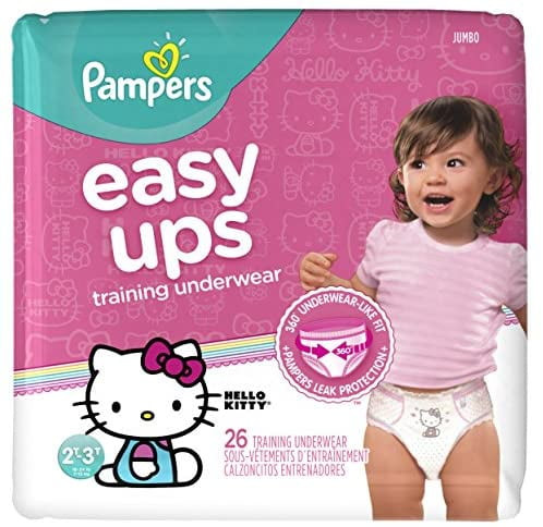 Easy Ups Training Pants Pull On Disposable Diapers For Girls Size 4 (2t-3t), 26 Count, Jumbo