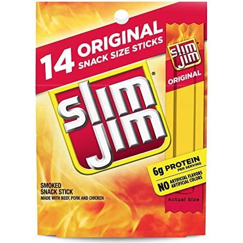 Slim Jim Snack-sized Smoked Meat Stick, Original Flavor, Multi-pack, .28 Oz Stick 14-count, 3.92oz