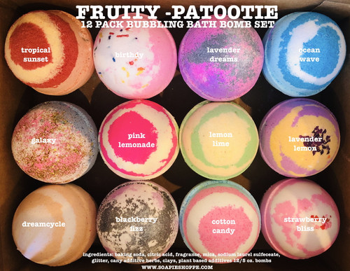 Fruity-patootie Bath Bomb Gift Set Of 12 By Soapie Shoppe