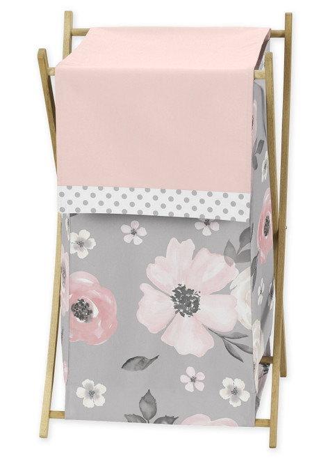 Watercolor Floral Grey Fabric Laundry Hamper By Sweet Jojo Designs