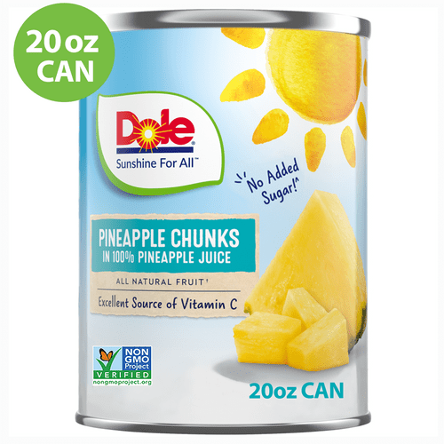 Dole Canned Pineapple Chunks In 100% Pineapple Juice, 20oz Cans