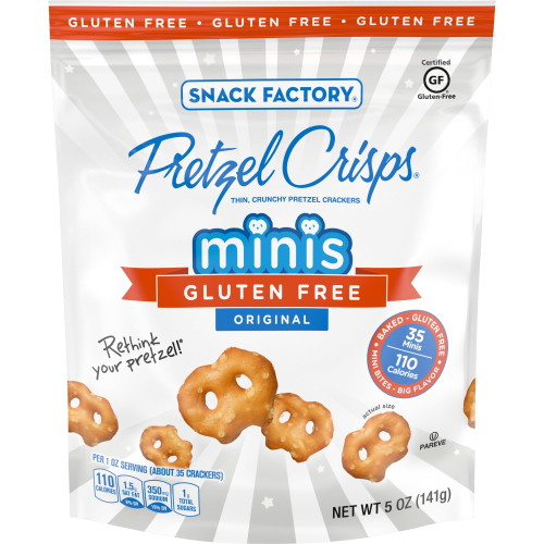 Snack Factory Pretzel Crisps Gluten Free Minis Original Flavor, 5 Oz