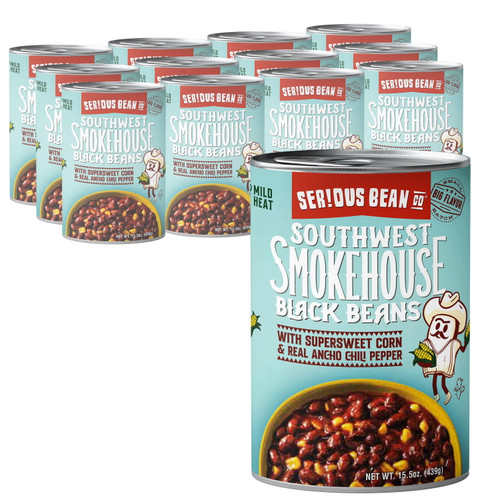 (12 Cans) Serious Bean Co Southwest Smokehouse Baked Black Beans, 15.5 Oz