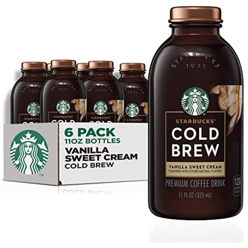 Starbucks Rtd Coffee, Cold Brew, Vanilla Sweet Cream , 11oz Glass Bottles (6 Pack)