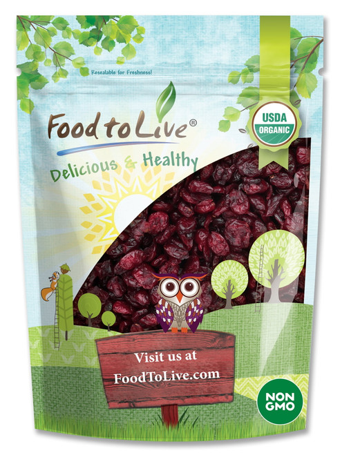 Organic Dried Cranberries, 0.5 Pounds — Non-gmo, Kosher, Raw, Vegan — By Food To Live