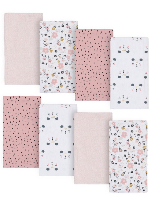Gerber Baby Girls' Flannel Burp Cloths, 8-pack