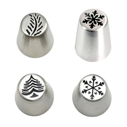 Christmas Cookie Nozzles Kit,4 Pcs Baking Supplies Cake Decorating Tools For Cupcake Cookie Nozzles Molds,for Valentine's Day, Wedding,party,christmas,holiday,home Party