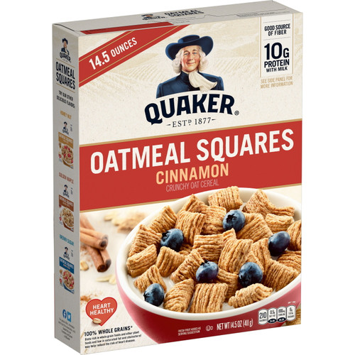 Quaker Oatmeal Squares Cinnamon 14.5 Oz