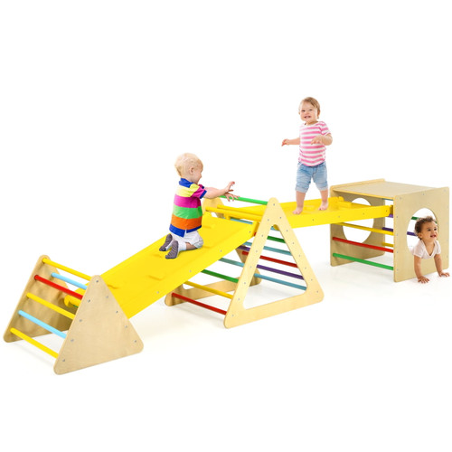 Infans 5 In 1 Toddler Playing Set Kids Climbing Triangle & Cube Play Equipment