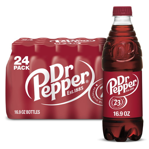 Dr Pepper Cola Soda Pop, 16.9 Fl Oz, 24 Pack Bottles