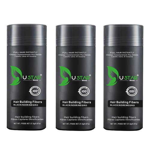 3 Pack - Ustar Hair Building Fiber Black 0.97 Oz/27.5 G