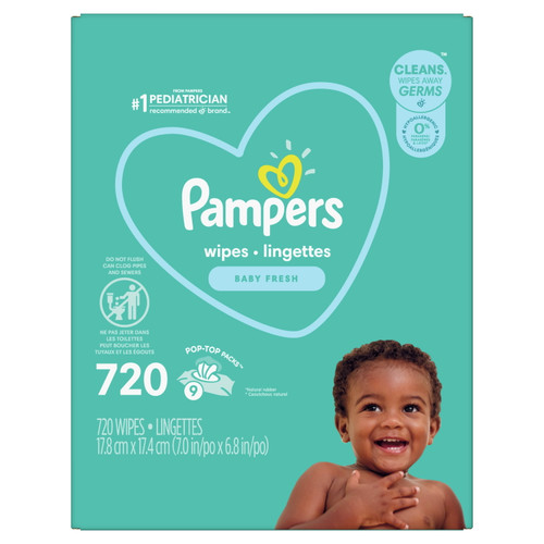 Pampers Baby Wipes, Baby Fresh Scent, 9x Pop-top Packs, 720 Count
