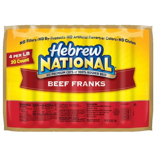 Hebrew National 4:1 Beef Frank, 5 Pound -- 4 Per Case.