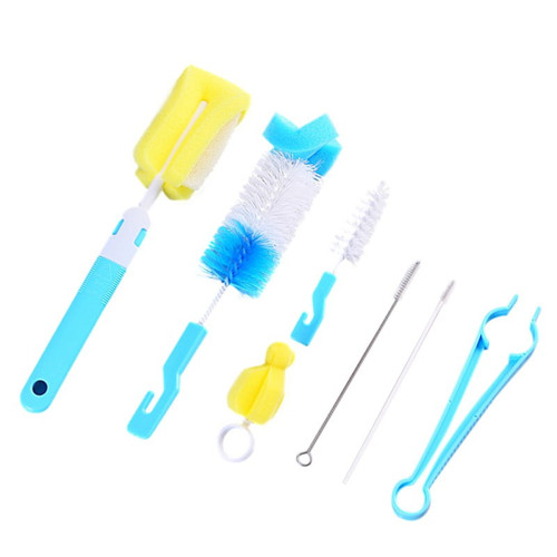 7pcs Adjustable Sponge Cleaning Brush Cleaner With Plastic Long Handle Cup Feeding Bottle Scrubber Washing Cleaning Brushes For Coffee Glasses Pot Milk Cup Mugs Winebottle Baby Bottles