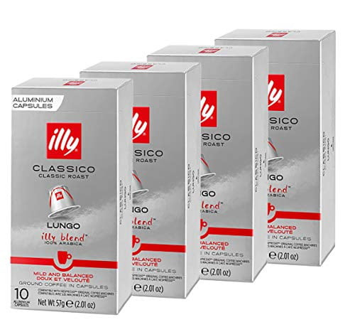 Illy Lungo Classico Coffee, Classic Roast (medium Roast) (40-count Single Serve Capsules, Compatible With Nespresso Original Line System Coffee Machines)