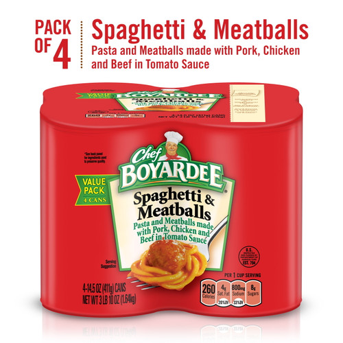 Chef Boyardee Spaghetti And Meatballs, Microwave Pasta, 4 Pack, 14.5 Oz