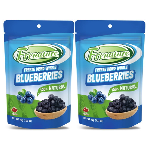 Frenature Freeze Dried Blueberry, 100% Natural Freeze Dried Fruits, Canada Grade A Whole Dried Blueberries No Sugar Added, Camping Food & Healthy Snacks, Gluten Free And Vegan, 1.27 Ounce (pack Of 2)