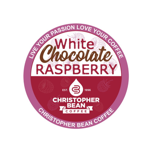 White Chocolate Raspberry Truffle Single Coffee Cup, (regular) 100% Recyclable Single Serve Flavored Pod, 100% Arabica, No Sugar, No Fats, Non-gmo, 18 Cups Of Regular Coffee Per Box - Christopher Bean