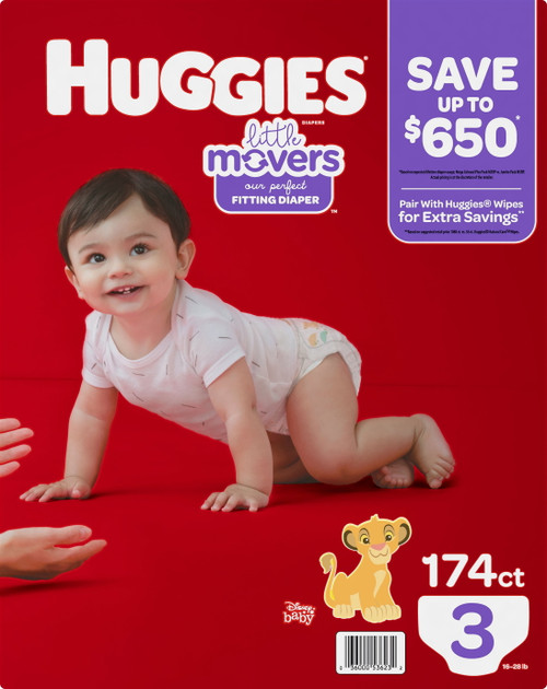 Huggies Little Movers Diapers, Size 3 - 16-28 Pounds (174 Count)