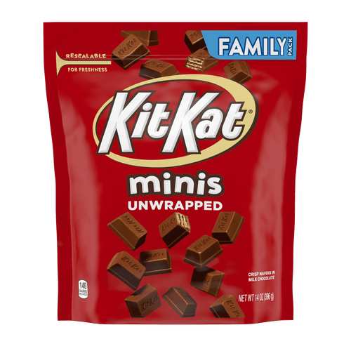 Kit Kat Minis Unwrapped Milk Chocolate Wafer Candy Bar, 14 Oz Family Size Resealable Pouch