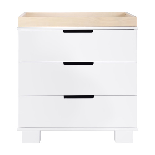Babyletto Modo 3-drawer Changer Dresser W/removable Changing Tray In White/washed Natural