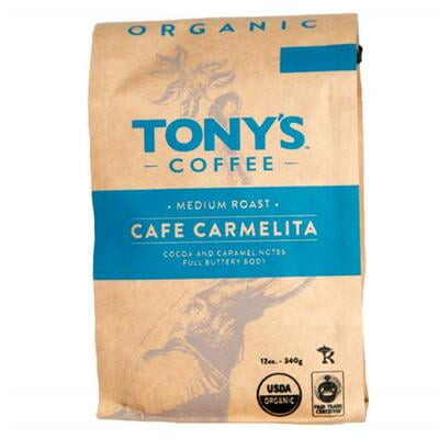 Tony's Coffee Café Carmelita Medium Roast Whole Bean Organic Coffee - 12oz (case Of 6)