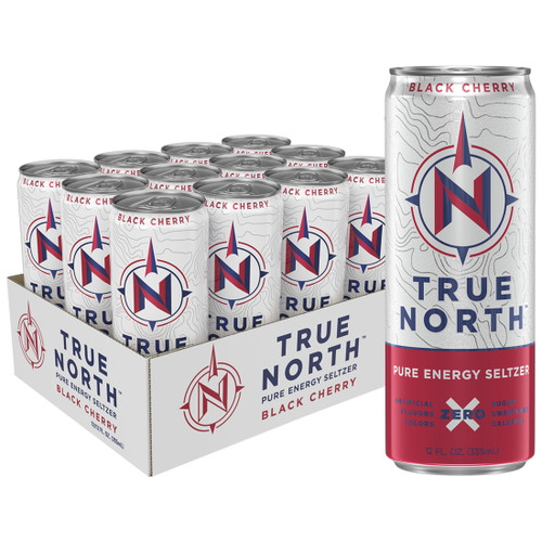True North Pure Energy Seltzer, Black Cherry, 12 Fl Oz, 12 Cans