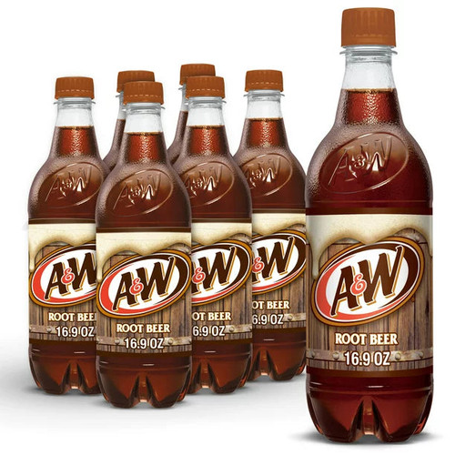 A&w Root Beer Soda Caffeine-free, Low Sodium, 16.9 Fl Oz, 6 Pack Bottles