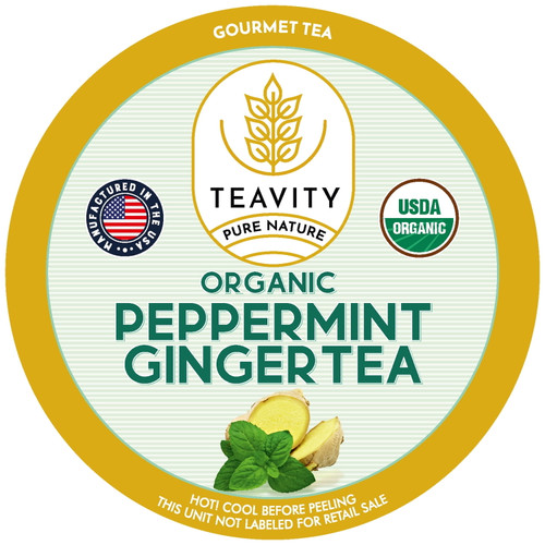 Teavity Organic Peppermint Ginger Tea K Cup | Recyclable Single-serve Tea Pods Compatible With Keurig K-cup 2.0 Brewers | Usda Certified Organic Tea | 24 Counts (pack Of 1)