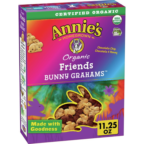 Annie's Organic Friends Bunny Graham Snacks, Chocolate Chip, Chocolate & Honey, 11.25 Oz. Box