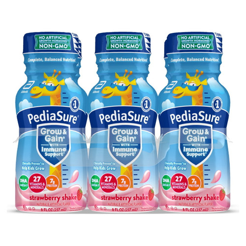 Pediasure Grow & Gain Nutritional Shake With Immune Support, Strawberry, 8 Fl Oz Bottle (6 Count)