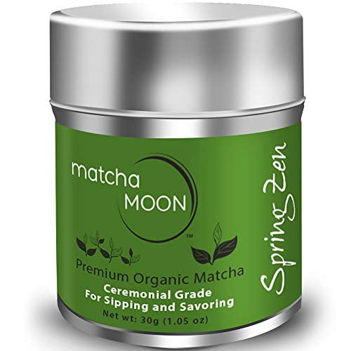 Matcha Moon Organic Ceremonial Grade Authentic Japanese Matcha Green Tea Powder From Uji Kyoto Japan - Best For Traditionally Whisked Hot Tea, Cold Brew, Lattes - Spring Zen - 30g Tin