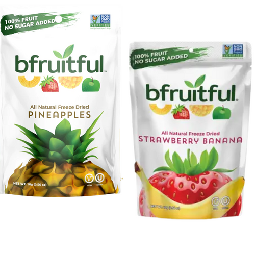 Bfruitful Freeze Dried Fruits, 1 Pineapple & 1 Strawberry Banana Natural, 100% Healthy & Delicious Fresh Fruit Crisps No Sugar Added Non-gmo Verified  Ready To Eat Fruit Snacks 16g Pack Of 2