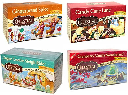Celestial Seasonings Holiday Variety Decaf Herbal Teas, 20 Bags, (pack Of 4)