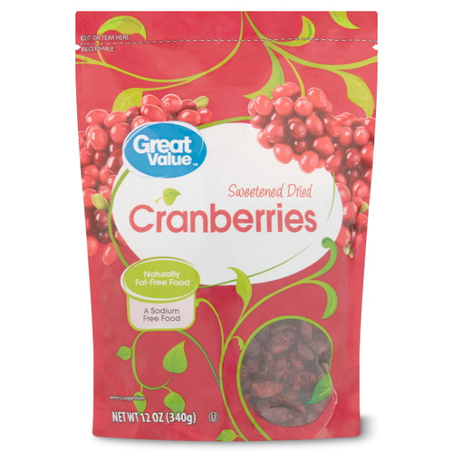 Great Value Sweetened Dried Cranberries, 12 Oz