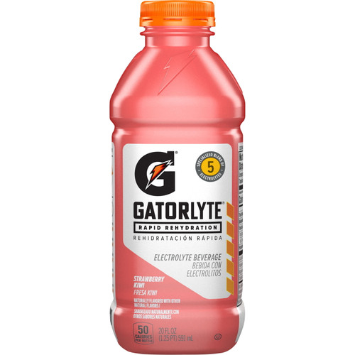 Gatorlyte Rapid Rehydration Electrolyte Beverage, Strawberry Kiwi, 20 Oz Bottle