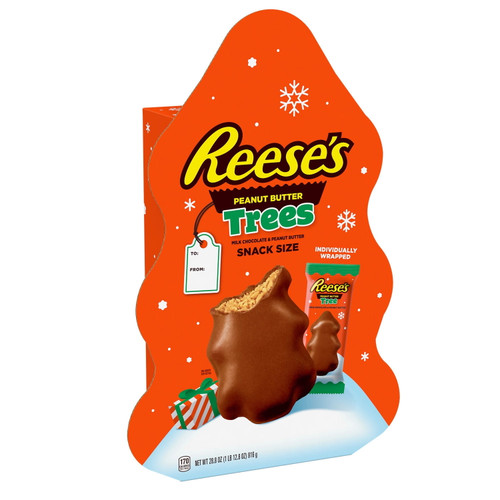Reese's, Milk Chocolate Peanut Butter Trees Snack Size Candy, Christmas, 28.8 Oz, Gift Box