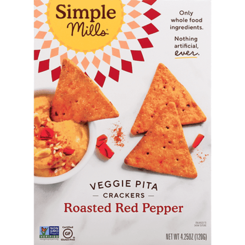 Simple Mills Veggie Pita Crackers Roasted Red Pepper, 4.25 Oz (pack Of 6)