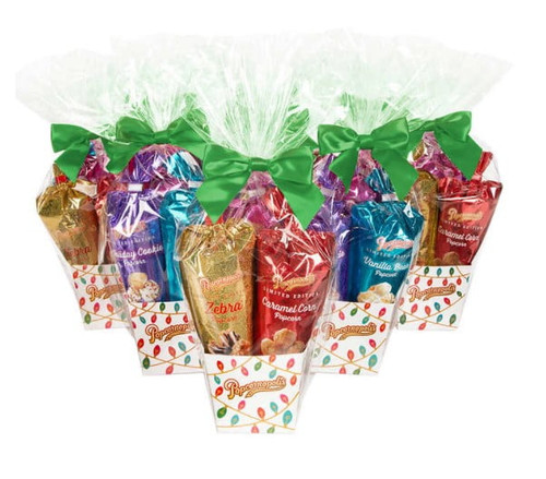 Popcornopolis Limited Edition Holiday Mini Popcorn Holiday Gift Baskets – Case Of 10