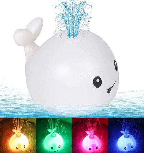 Baby Bath Toys For Kids, Light Up Whale Bath Toys, Induction Water Spray Toy For Toddlers, Colorful Light