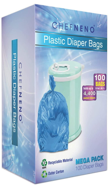 Disposable Diaper Pail Refills Plastic Bags (100 Count) Compatible With Ubbi Diaper Pail 13 Gal Capacity Fits 8 Gallon Medium Kitchen Trash Bag Heavy Duty Large Trash Garbage Bags, 100 Bags
