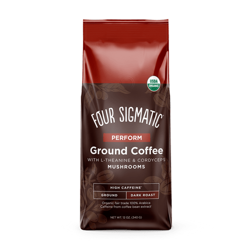 Four Sigmatic Perform High Caffeine Organic Ground Coffee, Dark Roast, 12 Oz.