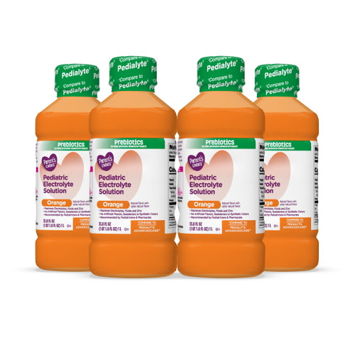 (4 Pack) Parent's Choice Pediatric Electrolyte Solution, Orange, 1 Liter