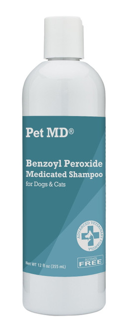 Pet Md - Benzoyl Peroxide Medicated Shampoo For Dogs And Cats - Effective For Skin Conditions, Dandruff, Itch Relief, Acne And Folliculitis - Citrus Scent - 12 Oz